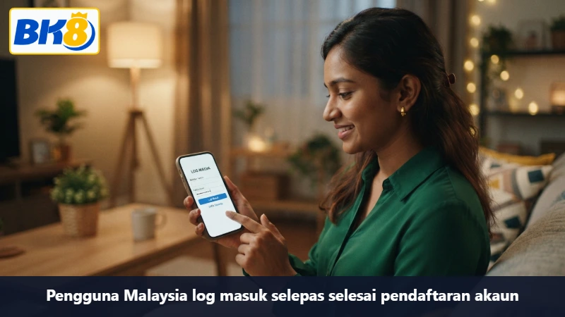 Pengguna Malaysia log masuk selepas selesai pendaftaran akaun