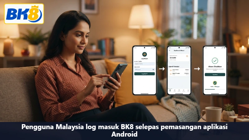 Pengguna Malaysia log masuk BK8 selepas pemasangan aplikasi Android