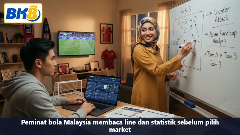 Peminat bola Malaysia membaca line dan statistik sebelum pilih market