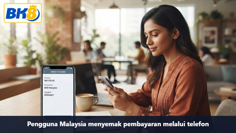 Pengguna Malaysia menyemak pembayaran melalui telefon