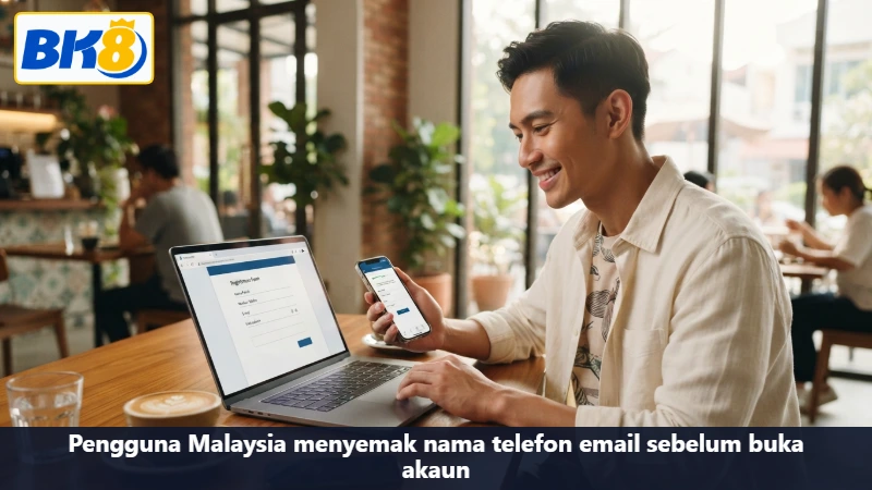Pengguna Malaysia menyemak nama telefon email sebelum buka akaun
